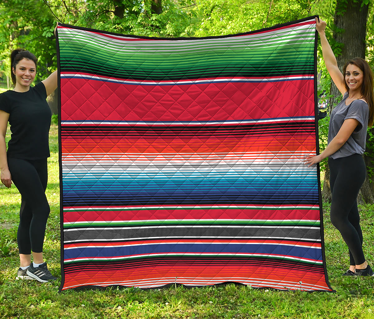 Vintage Mexican Serape Pattern Print Quilt