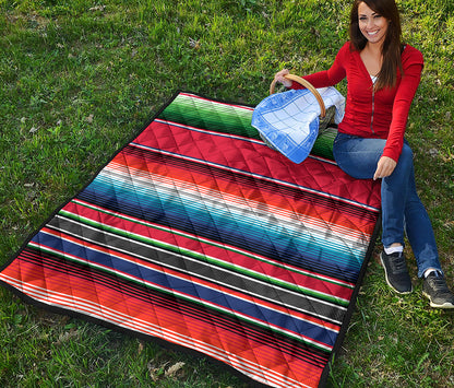 Vintage Mexican Serape Pattern Print Quilt