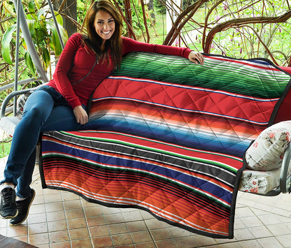 Vintage Mexican Serape Pattern Print Quilt