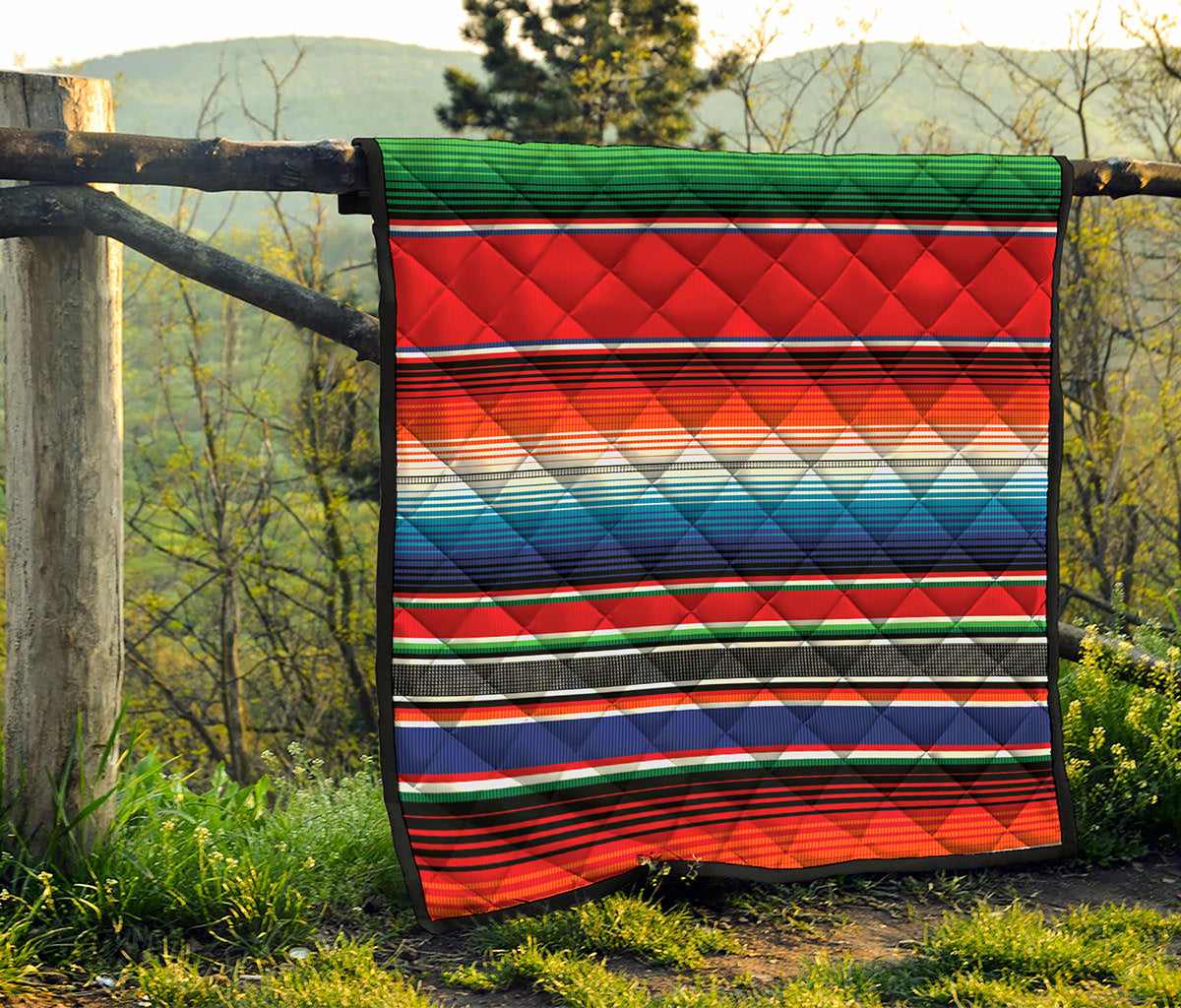 Vintage Mexican Serape Pattern Print Quilt