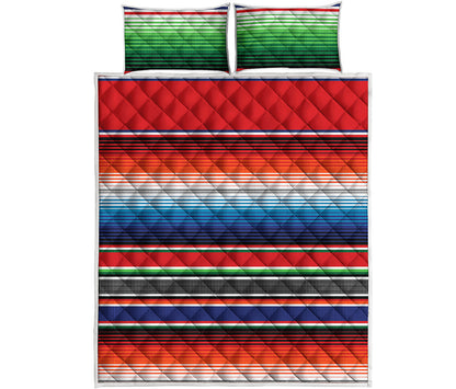 Vintage Mexican Serape Pattern Print Quilt Bed Set