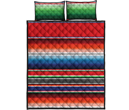 Vintage Mexican Serape Pattern Print Quilt Bed Set