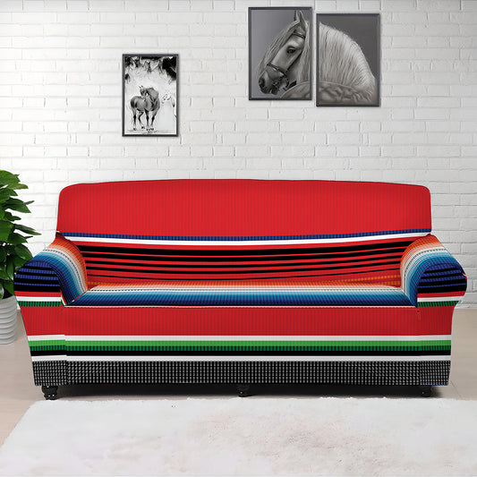 Vintage Mexican Serape Pattern Print Sofa Cover