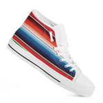 Vintage Mexican Serape Pattern Print White High Top Shoes