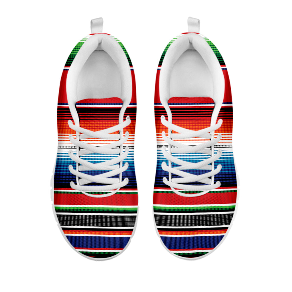 Vintage Mexican Serape Pattern Print White Sneakers