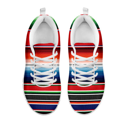 Vintage Mexican Serape Pattern Print White Sneakers