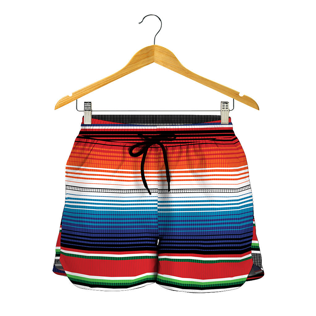 Vintage Mexican Serape Pattern Print Women's Shorts