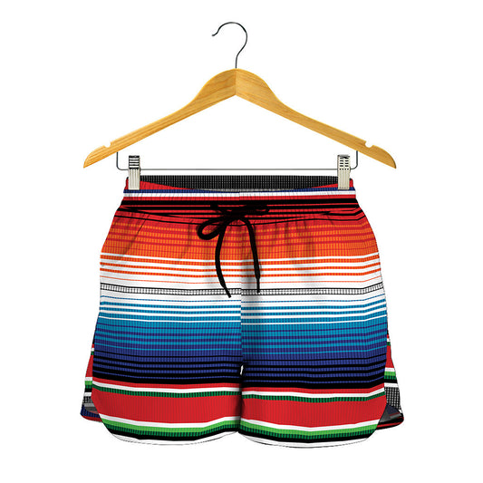 Vintage Mexican Serape Pattern Print Women's Shorts