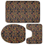 Vintage Monarch Butterfly Pattern Print 3 Piece Bath Mat Set