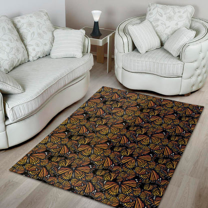 Vintage Monarch Butterfly Pattern Print Area Rug