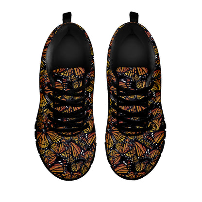 Vintage Monarch Butterfly Pattern Print Black Sneakers