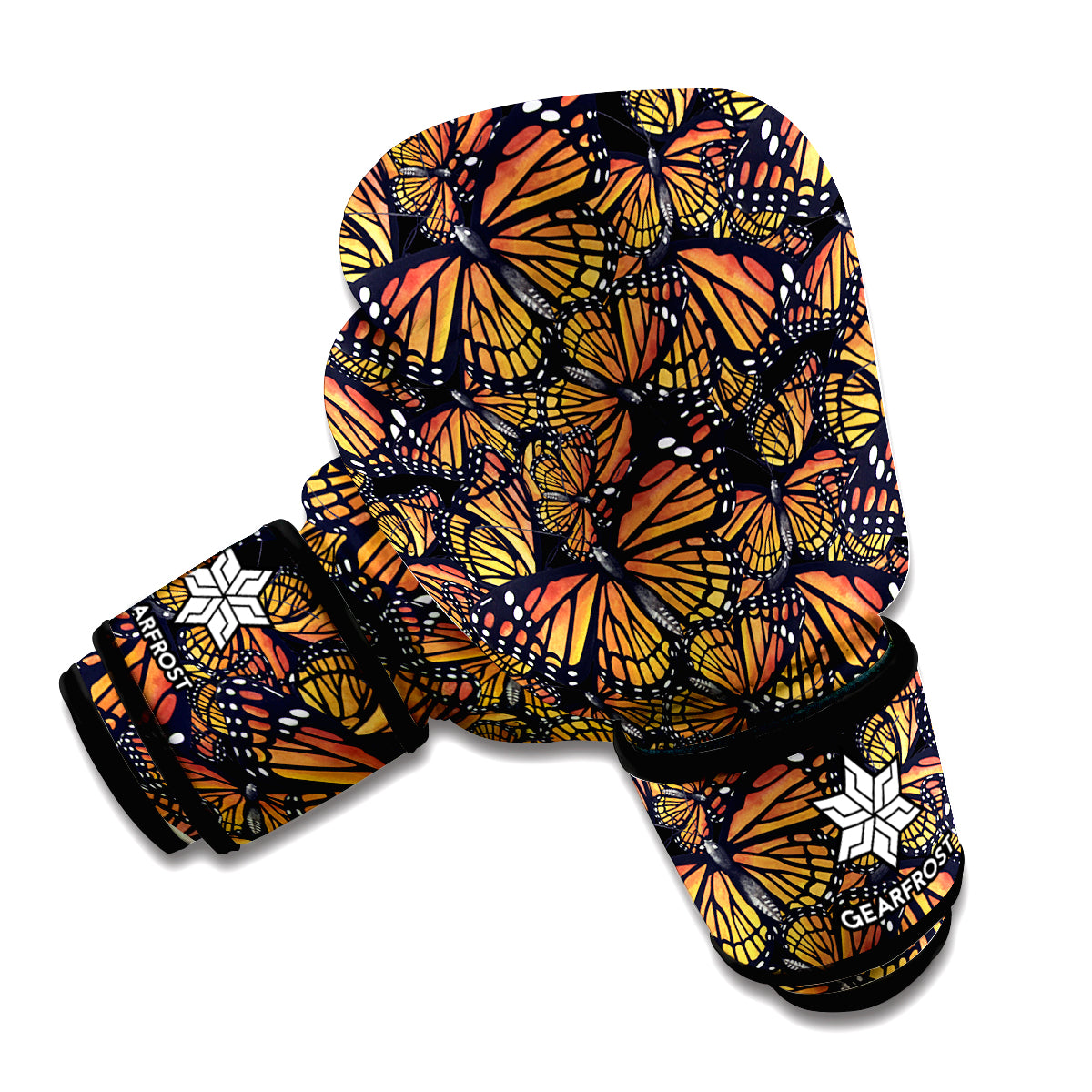 Vintage Monarch Butterfly Pattern Print Boxing Gloves