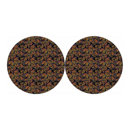 Vintage Monarch Butterfly Pattern Print Car Coasters
