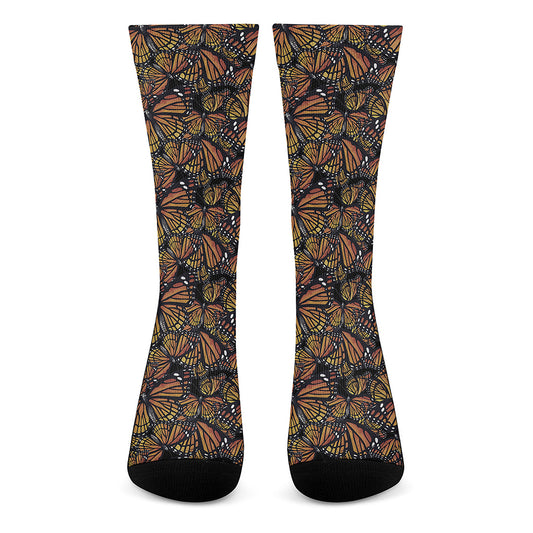 Vintage Monarch Butterfly Pattern Print Crew Socks