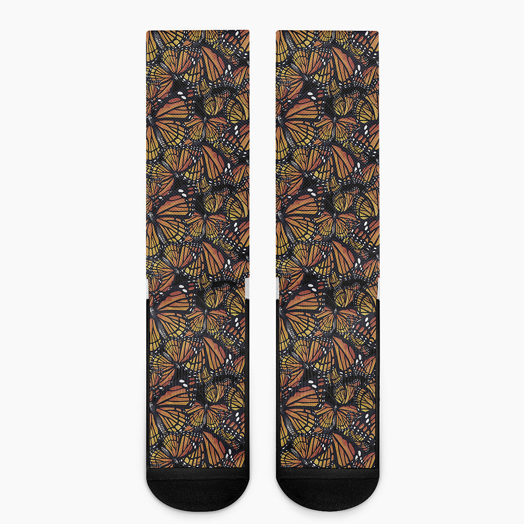 Vintage Monarch Butterfly Pattern Print Crew Socks