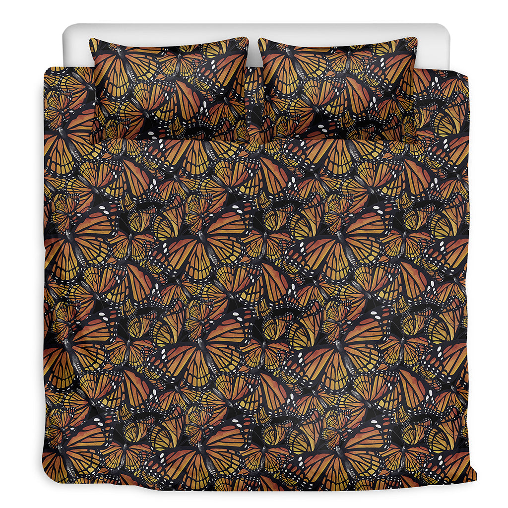 Vintage Monarch Butterfly Pattern Print Duvet Cover Bedding Set