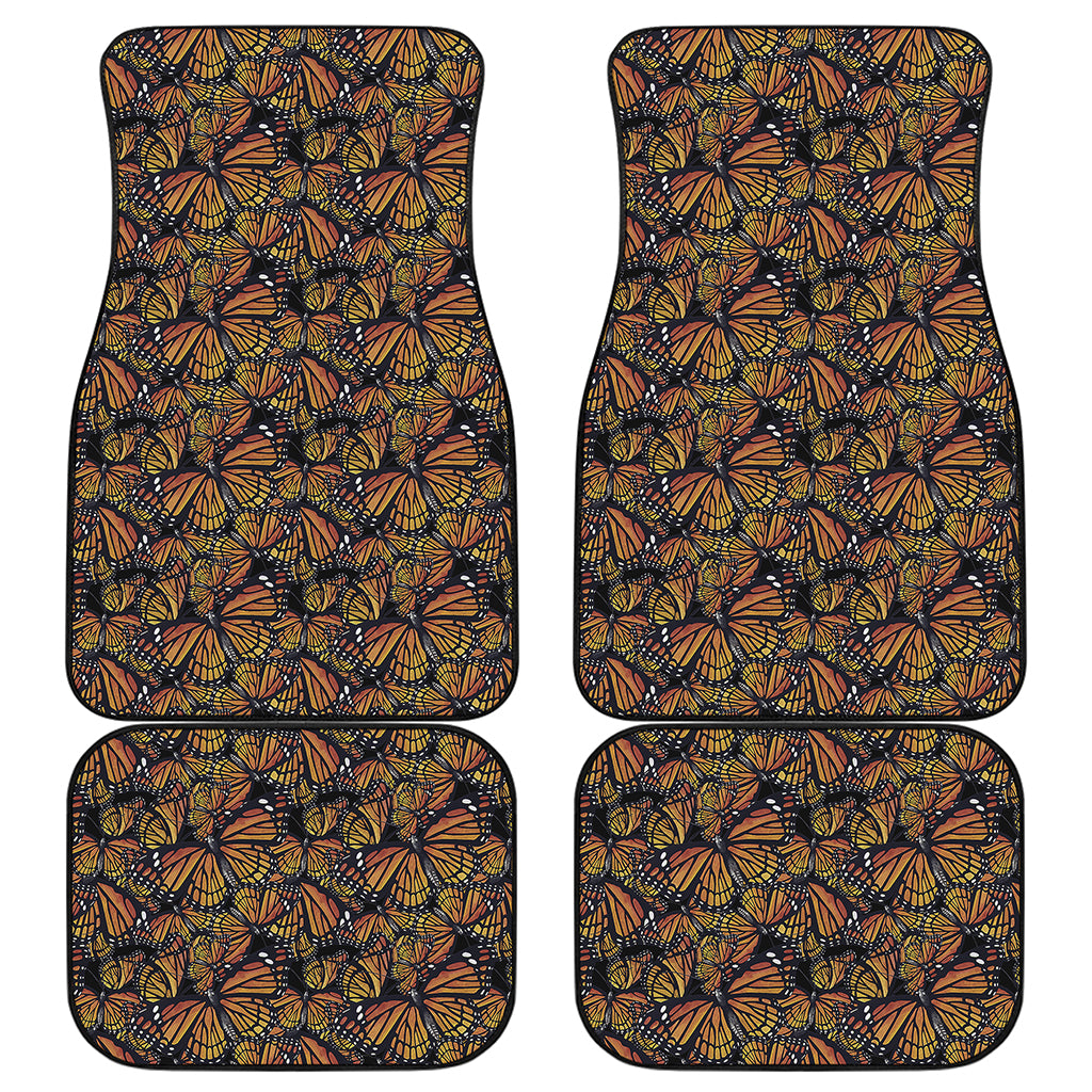 Vintage Monarch Butterfly Pattern Print Front and Back Car Floor Mats