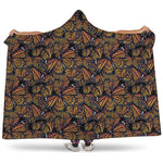 Vintage Monarch Butterfly Pattern Print Hooded Blanket