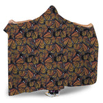 Vintage Monarch Butterfly Pattern Print Hooded Blanket
