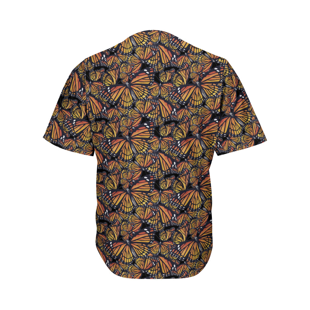 Vintage Monarch Butterfly Pattern Print Men's Baseball Jersey