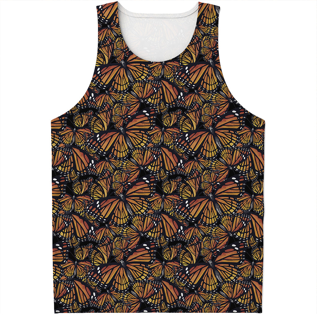 Vintage Monarch Butterfly Pattern Print Men's Tank Top