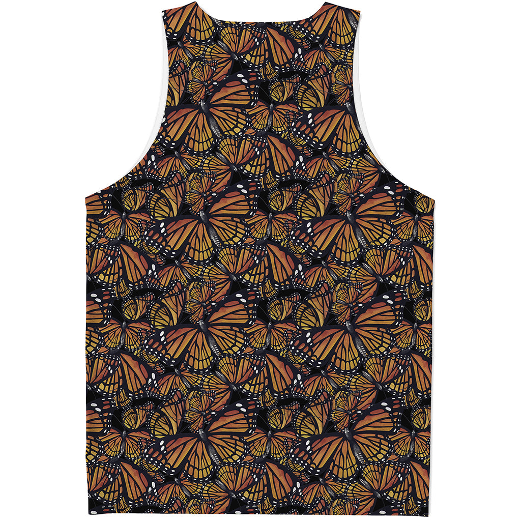 Vintage Monarch Butterfly Pattern Print Men's Tank Top