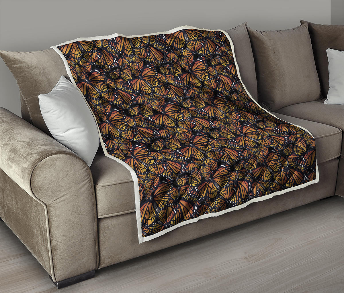 Vintage Monarch Butterfly Pattern Print Quilt