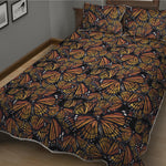 Vintage Monarch Butterfly Pattern Print Quilt Bed Set