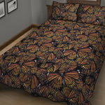 Vintage Monarch Butterfly Pattern Print Quilt Bed Set