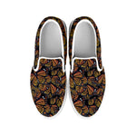Vintage Monarch Butterfly Pattern Print White Slip On Shoes