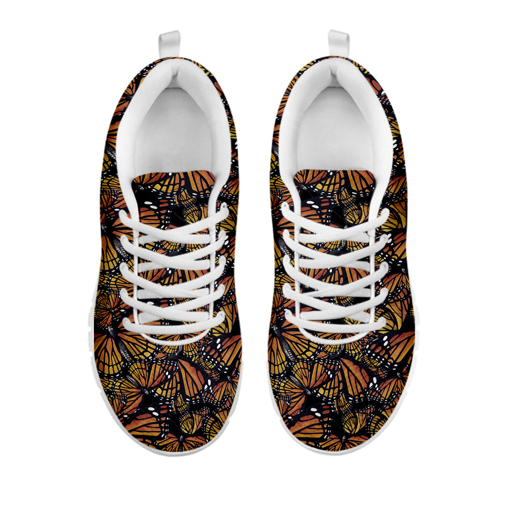 Vintage Monarch Butterfly Pattern Print White Sneakers