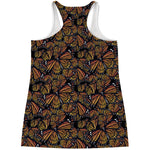 Vintage Monarch Butterfly Pattern Print Women's Racerback Tank Top