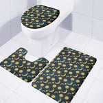 Vintage Moon And Sun Pattern Print 3 Piece Bath Mat Set