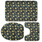 Vintage Moon And Sun Pattern Print 3 Piece Bath Mat Set