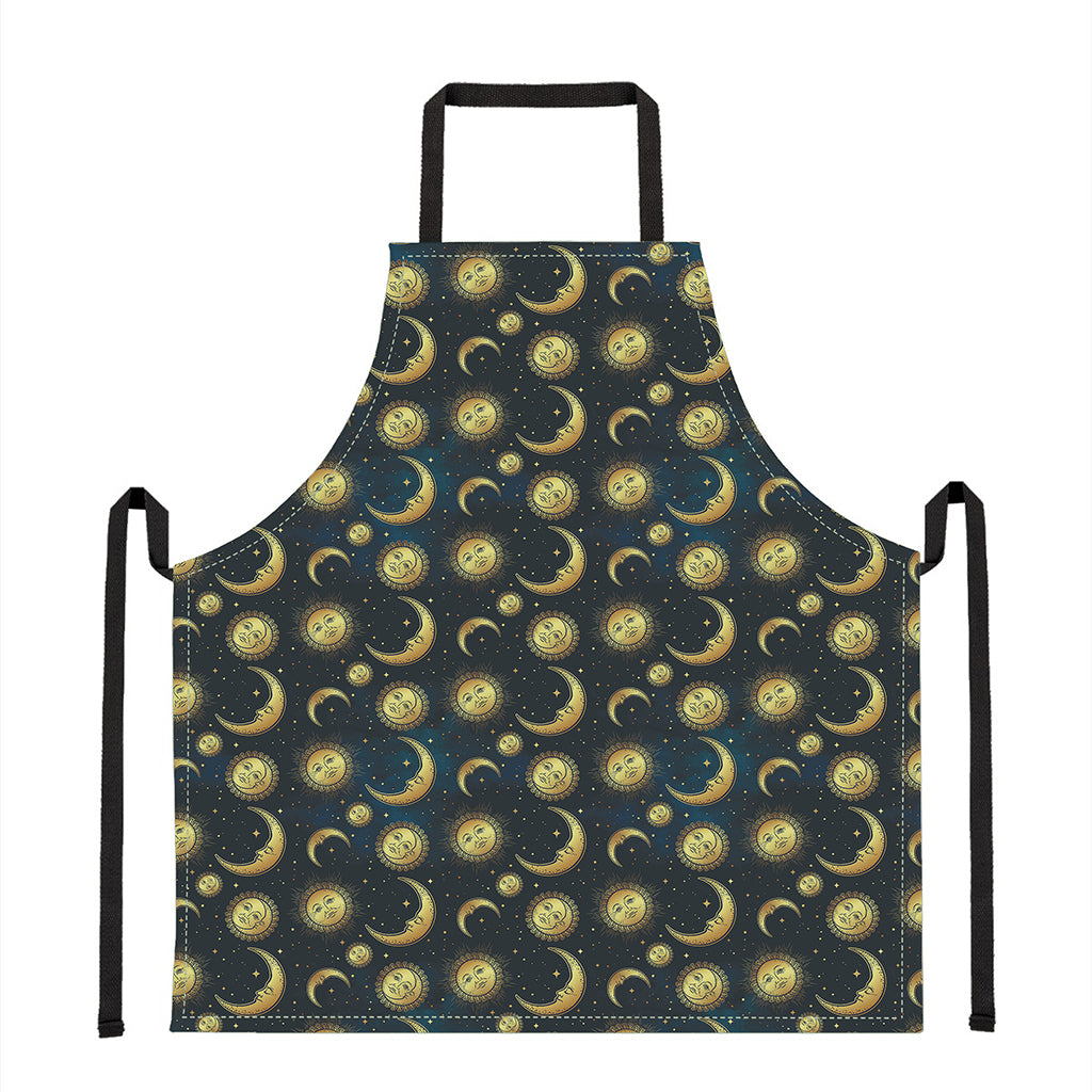 Vintage Moon And Sun Pattern Print Apron