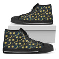 Vintage Moon And Sun Pattern Print Black High Top Sneakers