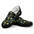 Vintage Moon And Sun Pattern Print Black Slip On Sneakers