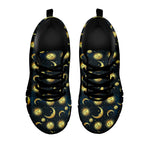 Vintage Moon And Sun Pattern Print Black Sneakers