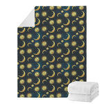Vintage Moon And Sun Pattern Print Blanket