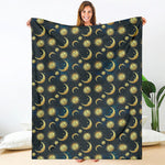 Vintage Moon And Sun Pattern Print Blanket
