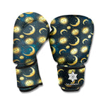Vintage Moon And Sun Pattern Print Boxing Gloves