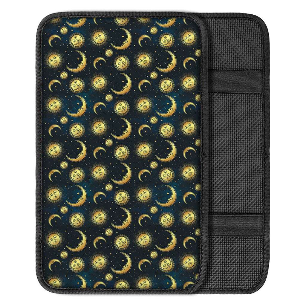 Vintage Moon And Sun Pattern Print Car Center Console Cover