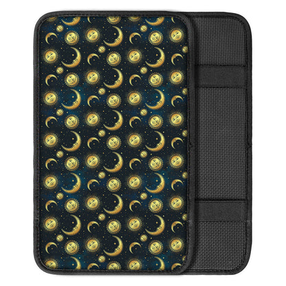 Vintage Moon And Sun Pattern Print Car Center Console Cover