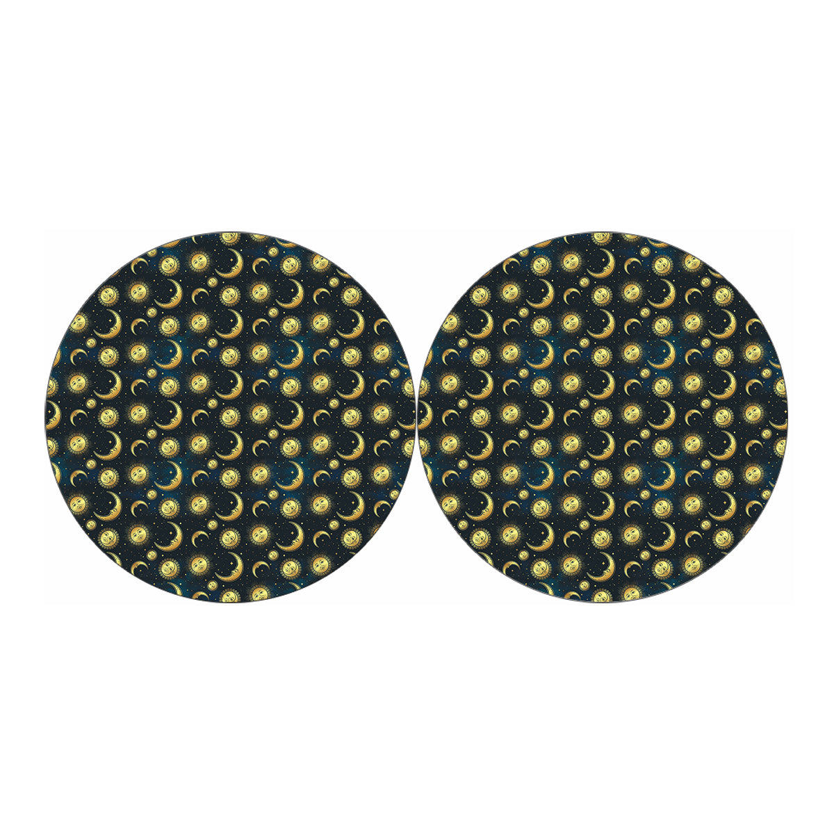 Vintage Moon And Sun Pattern Print Car Coasters