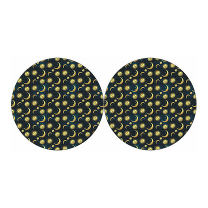 Vintage Moon And Sun Pattern Print Car Coasters