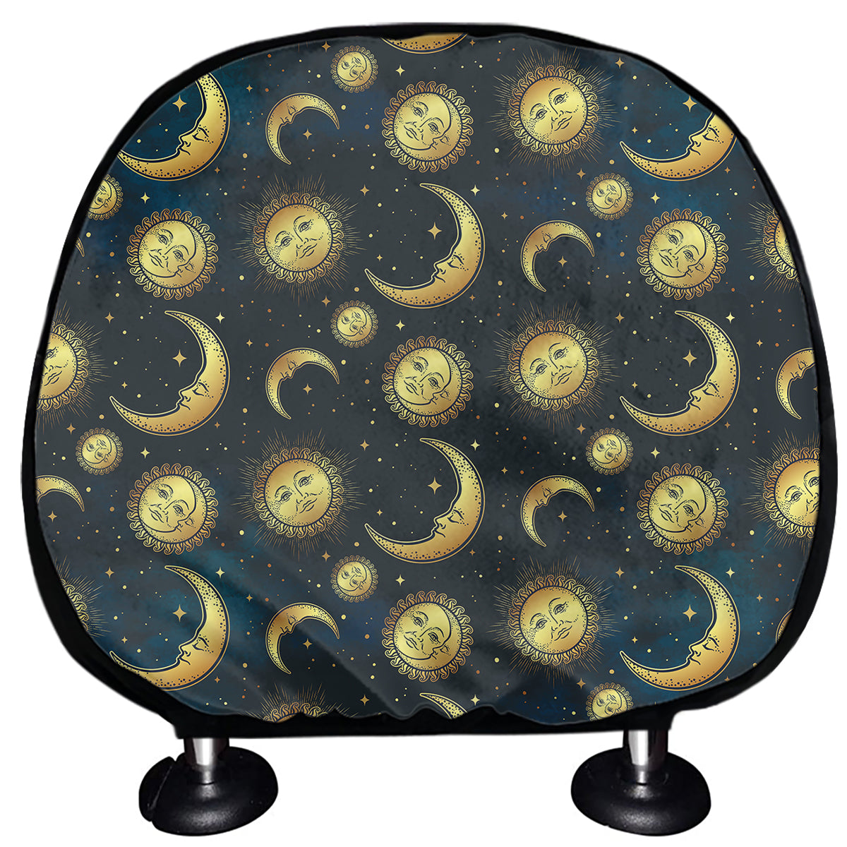 Vintage Moon And Sun Pattern Print Car Headrest Covers