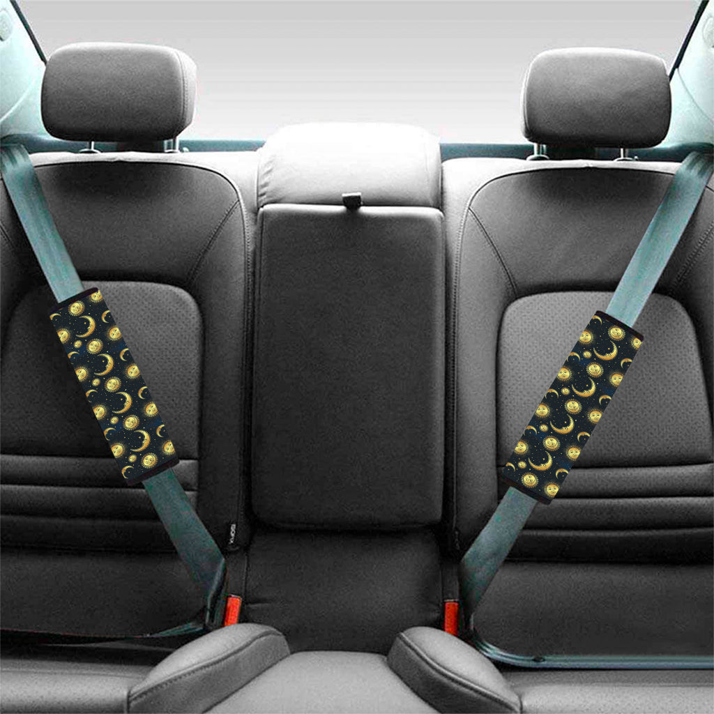 Vintage Moon And Sun Pattern Print Car Seat Belt Covers