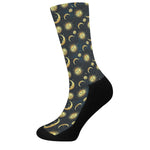Vintage Moon And Sun Pattern Print Crew Socks