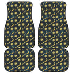 Vintage Moon And Sun Pattern Print Front and Back Car Floor Mats
