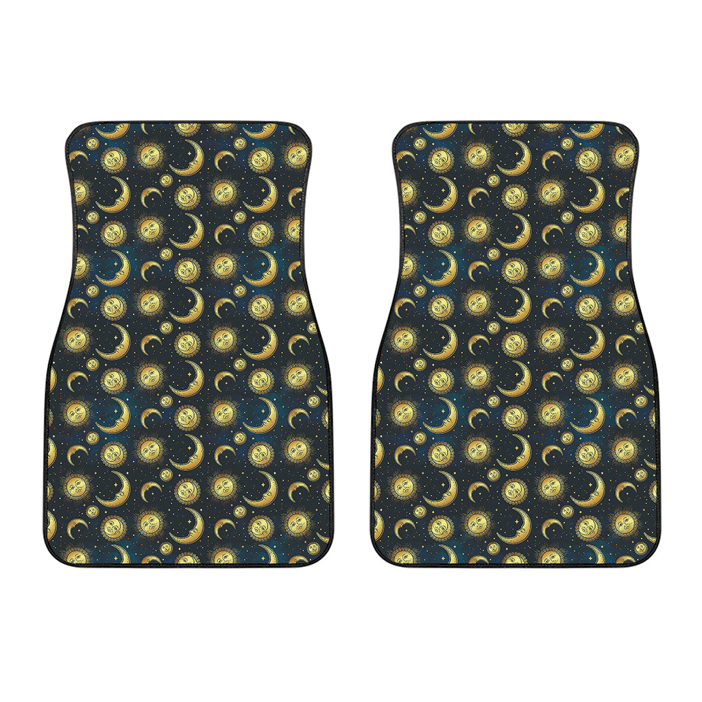 Vintage Moon And Sun Pattern Print Front Car Floor Mats